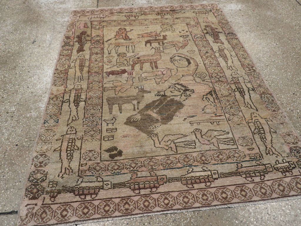 Antique Persian Malayer Pictorial Rug, No.29795 - Galerie Shabab