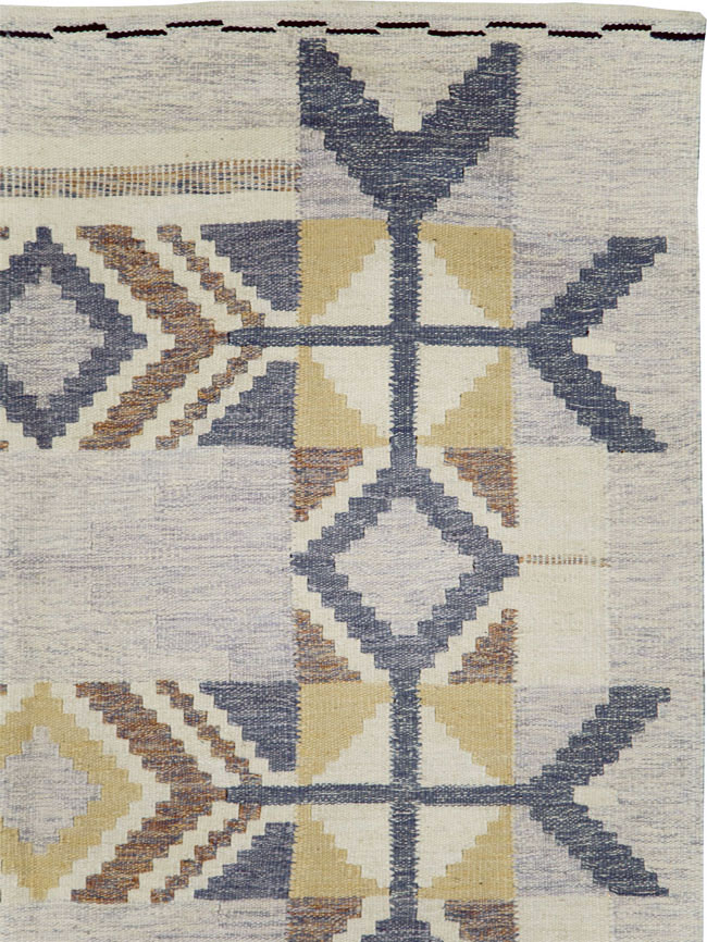 Contemporary Swedish Inspired Turkish Flat-Weave, No.29806 - Galerie Shabab