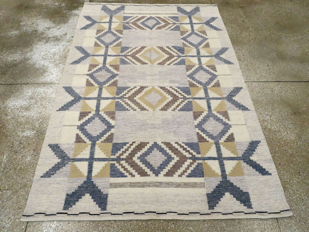 Contemporary Swedish Inspired Turkish Flat-Weave, No.29806 - Galerie Shabab