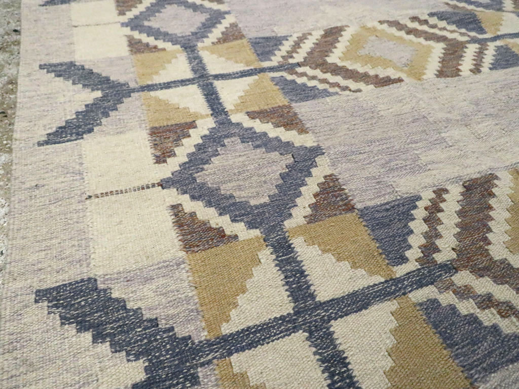 Contemporary Swedish Inspired Turkish Flat-Weave, No.29806 - Galerie Shabab