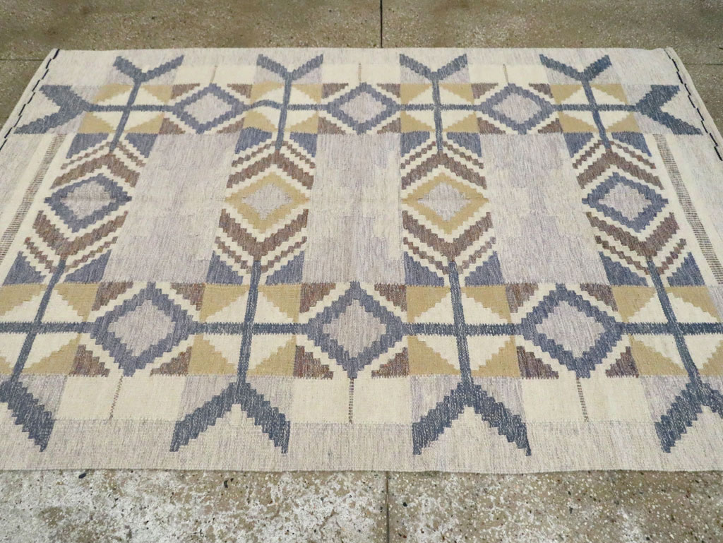 Contemporary Swedish Inspired Turkish Flat-Weave, No.29806 - Galerie Shabab
