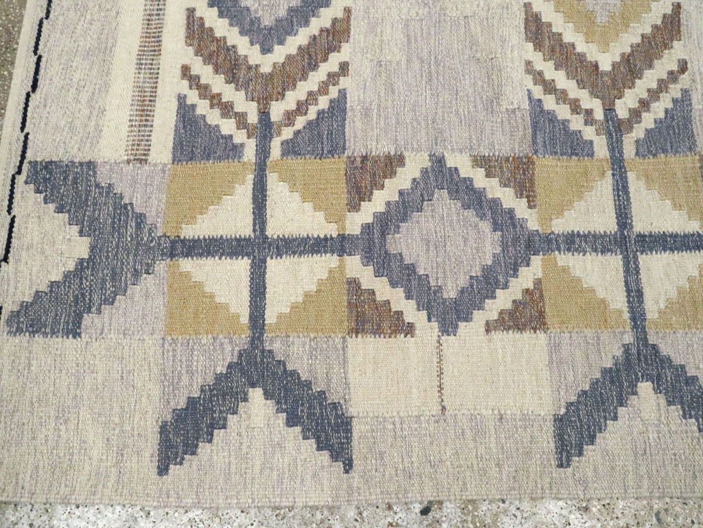 Contemporary Swedish Inspired Turkish Flat-Weave, No.29806 - Galerie Shabab