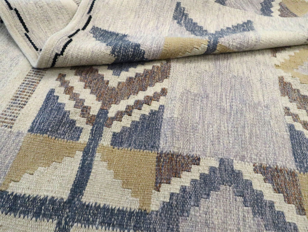 Contemporary Swedish Inspired Turkish Flat-Weave, No.29806 - Galerie Shabab