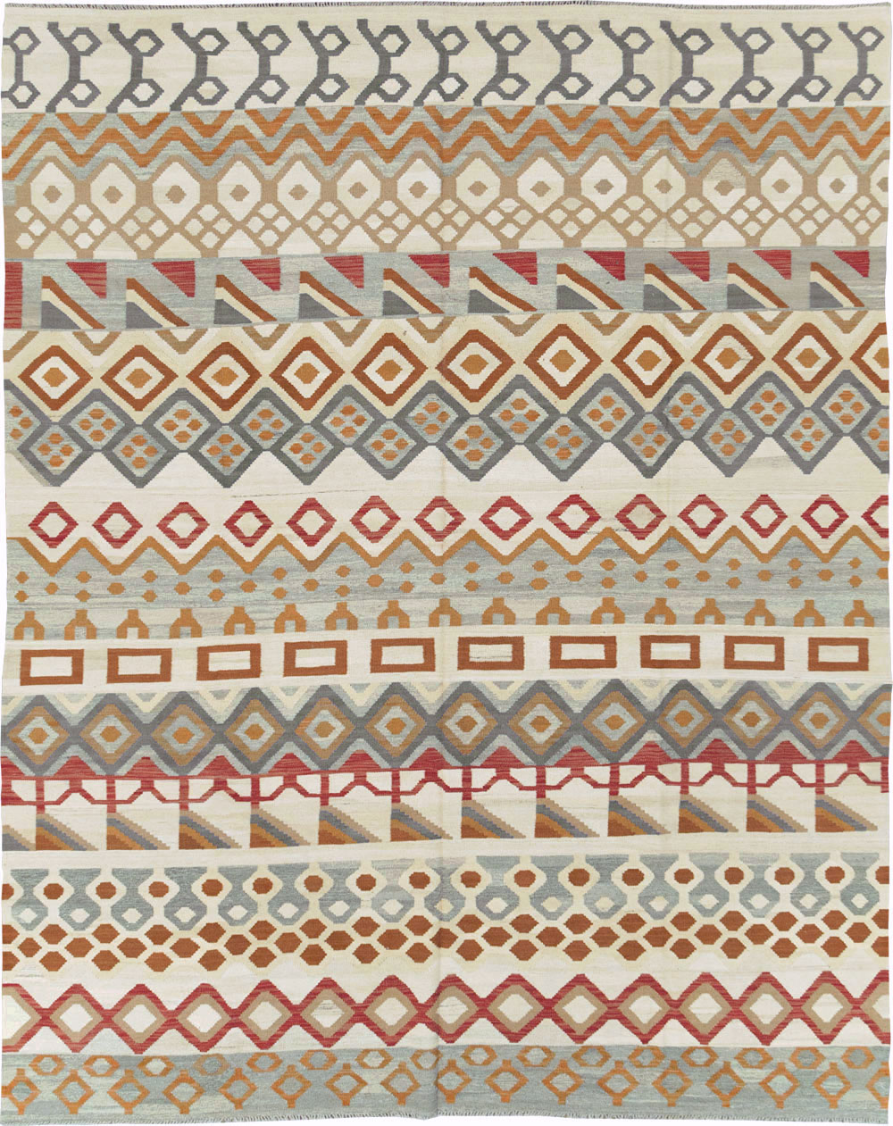 Contemporary Turkish Flatweave Kilim Room Size Carpet, No.29812 - Galerie Shabab