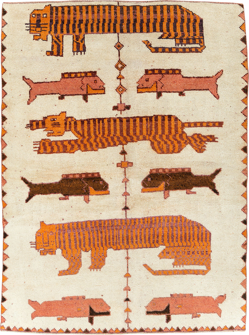 Vintage Persian Bakhtiari Pictorial Accent Rug (Pair: 2 of 2), No.30017 - Galerie Shabab