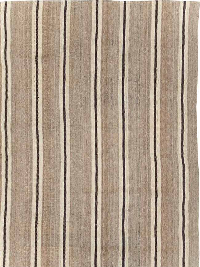 Rustic Modern Turkish Flatweave Kilim Room Size Carpet, No.30022 - Galerie Shabab