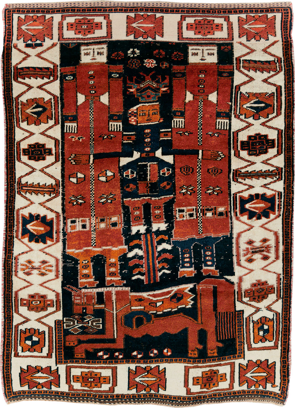 Vintage Persian Pictorial Bakhtiari Rug, No.30028 - Galerie Shabab