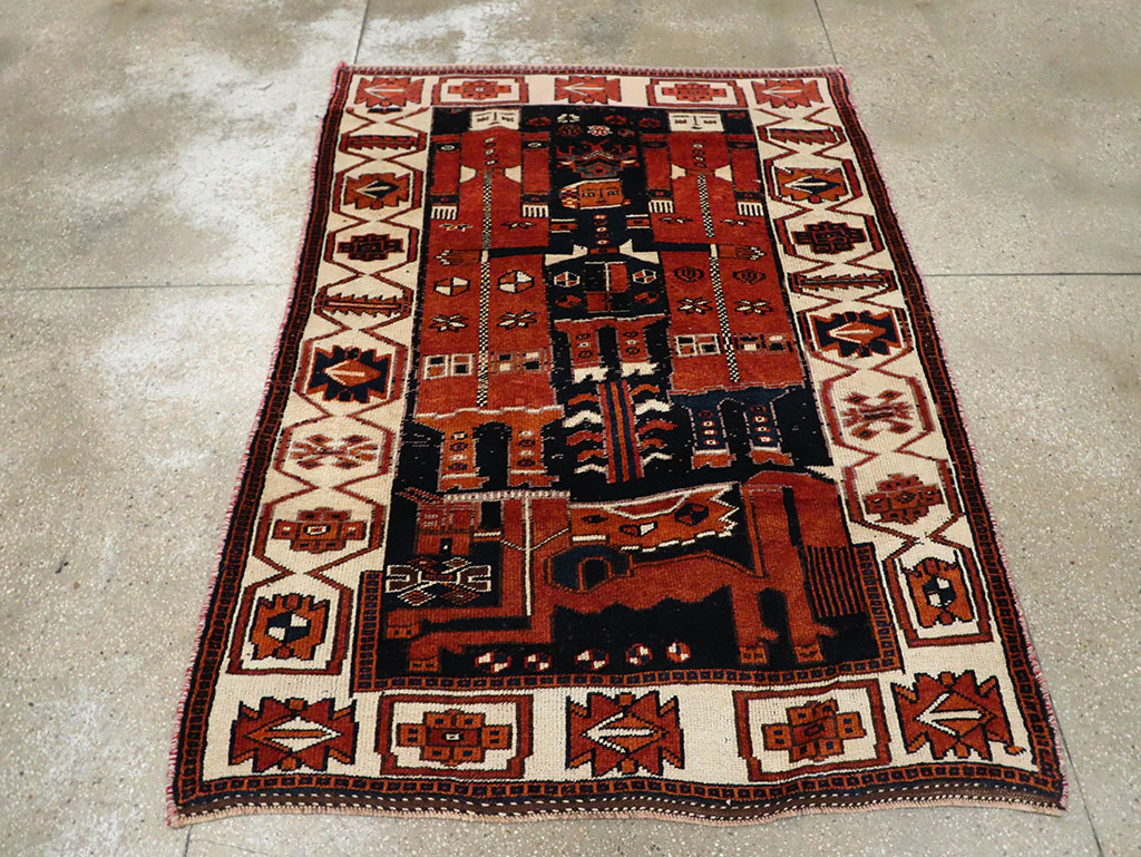 Vintage Persian Pictorial Bakhtiari Rug, No.30028 - Galerie Shabab