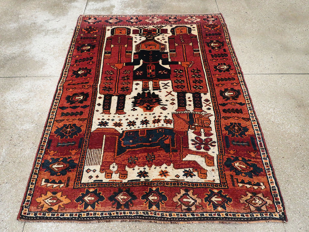 Vintage Persian Pictorial Bakhtiari Rug, No.30029 - Galerie Shabab
