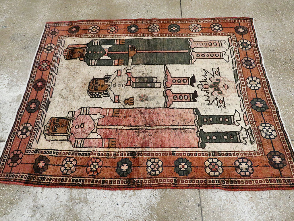 Vintage Persian Bakhtiari Pictorial Rug, No.30035 - Galerie Shabab