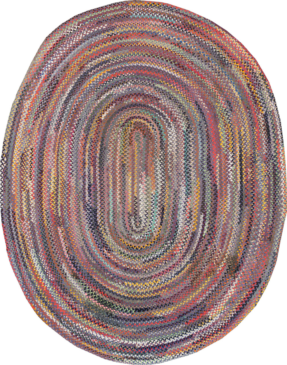Vintage American Braid Round Oval Room Size Carpet, No.30051 - Galerie Shabab