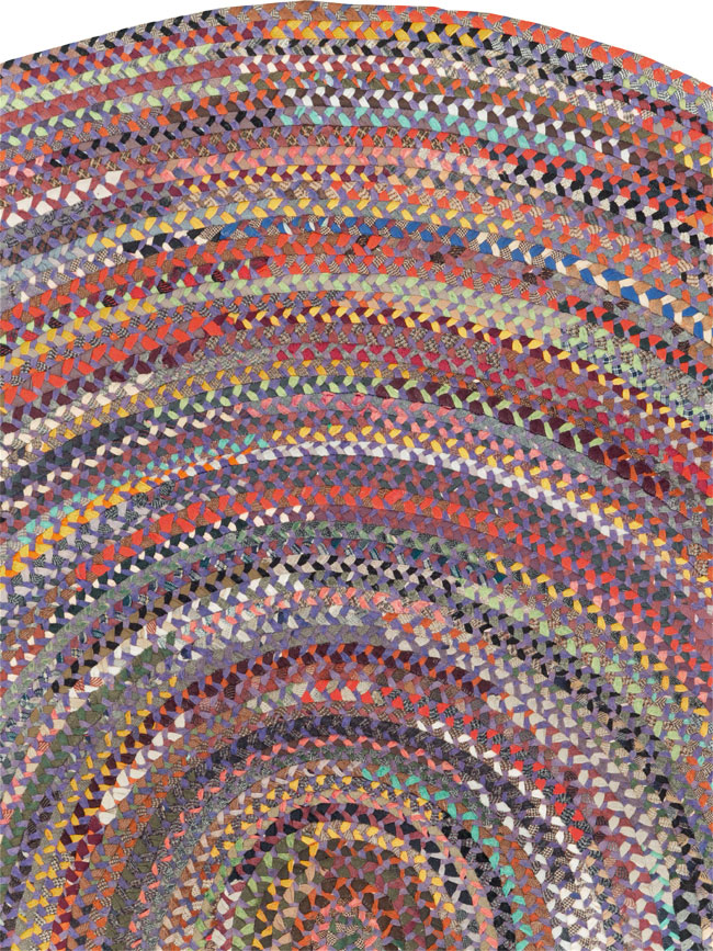 Vintage American Braid Round Oval Room Size Carpet, No.30051 - Galerie Shabab