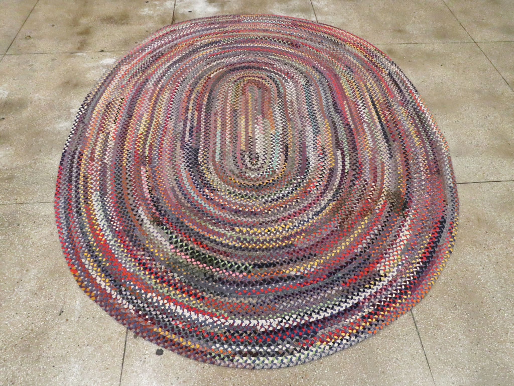 Vintage American Braid Round Oval Room Size Carpet, No.30051 - Galerie Shabab