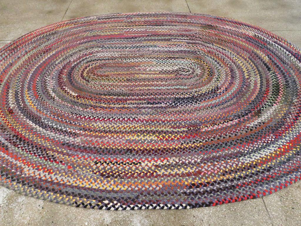 Vintage American Braid Round Oval Room Size Carpet, No.30051 - Galerie Shabab