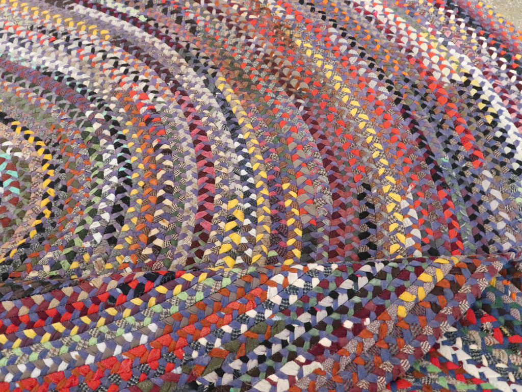 Vintage American Braid Round Oval Room Size Carpet, No.30051 - Galerie Shabab