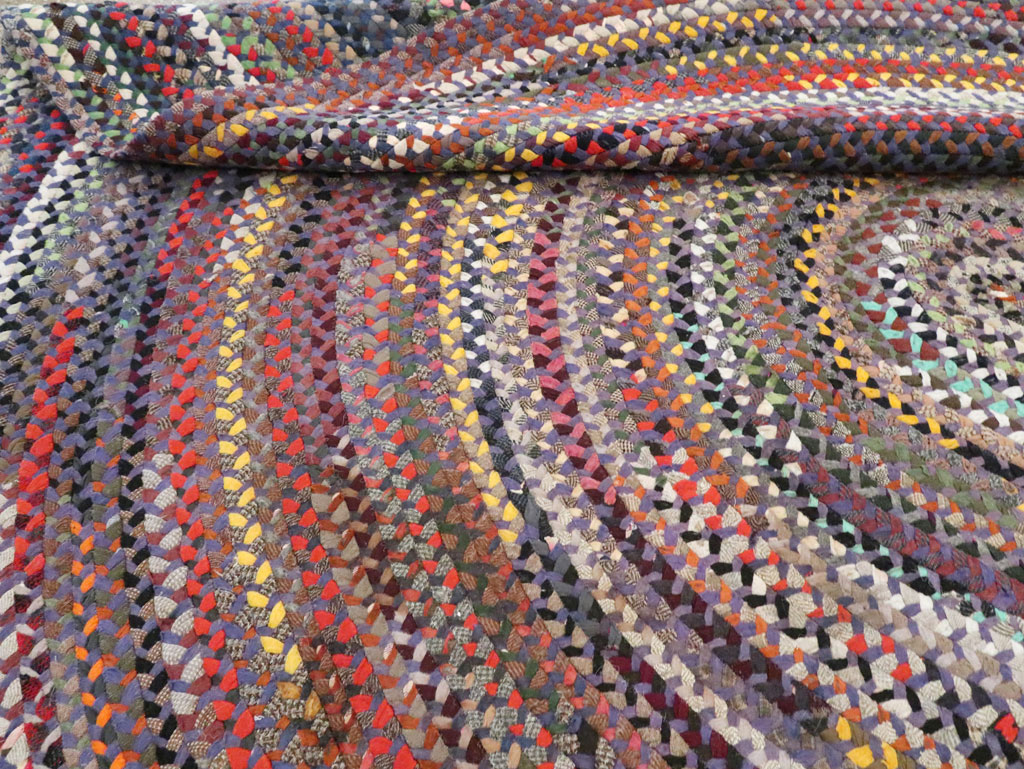 Vintage American Braid Round Oval Room Size Carpet, No.30051 - Galerie Shabab