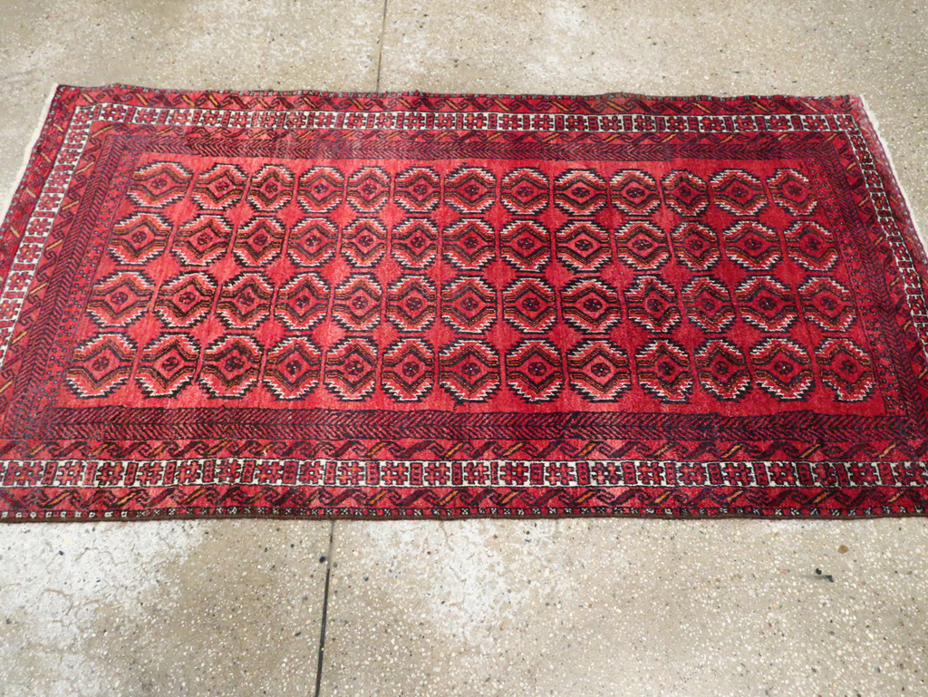 Vintage Central Asian Turkoman Tribal Throw Rug, No.30054 - Galerie Shabab