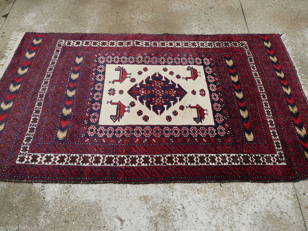 Vintage Persian Pictorial Baluch Rug, No.30055 - Galerie Shabab