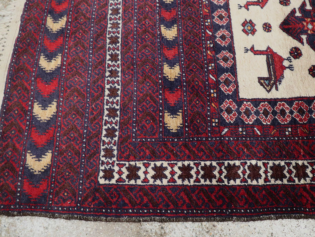 Vintage Persian Pictorial Baluch Rug, No.30055 - Galerie Shabab