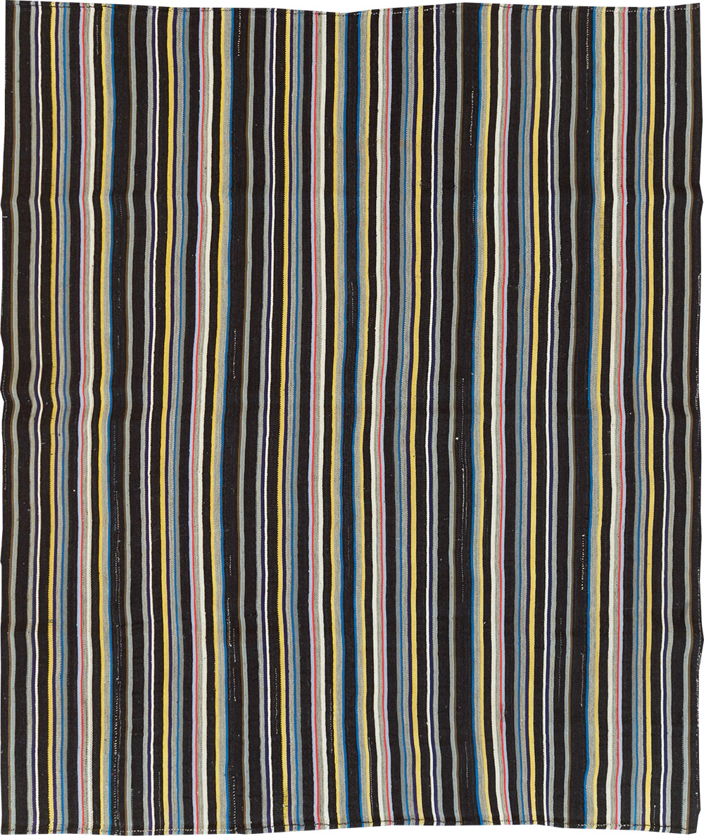 Striped Mid-20th Century Turkish Flatweave Kilim, No.30060 - Galerie Shabab