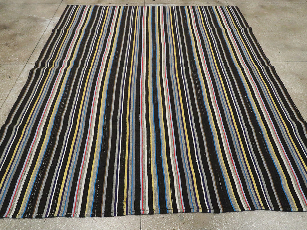 Striped Mid-20th Century Turkish Flatweave Kilim, No.30060 - Galerie Shabab