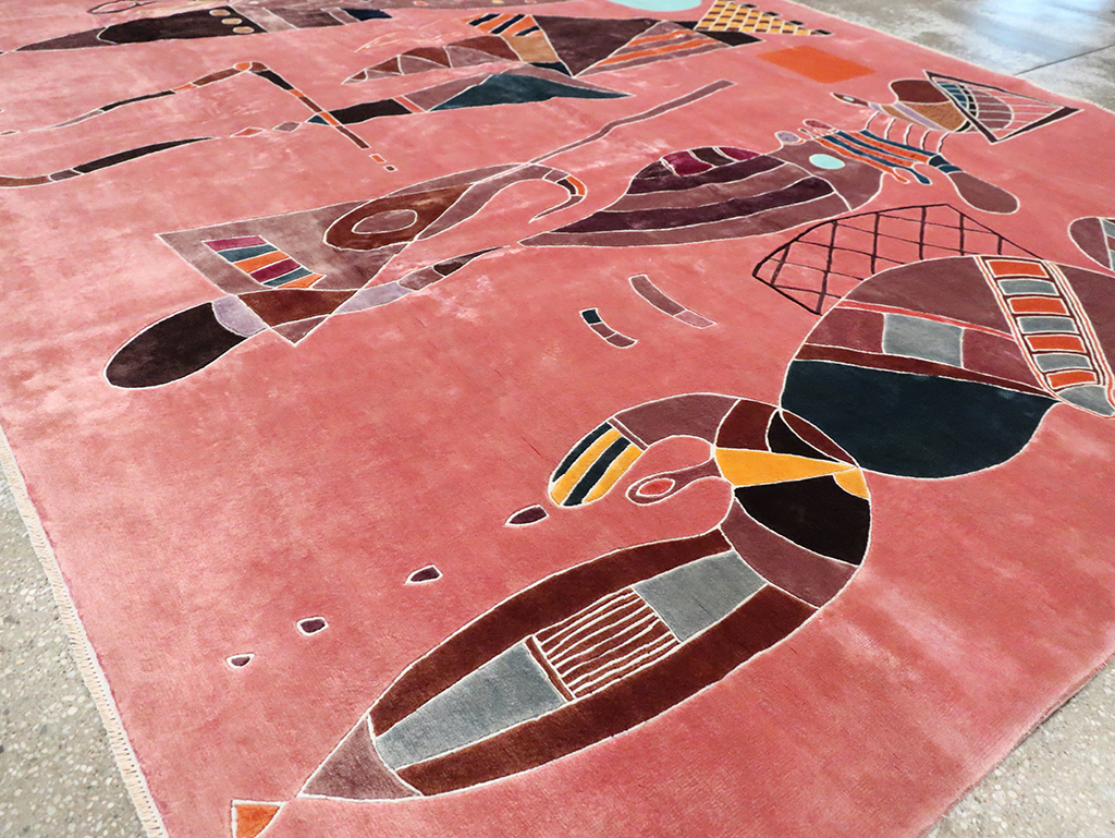 Late 20th Century Handmade Turkish Art Deco Carpet, No.30067 - Galerie Shabab