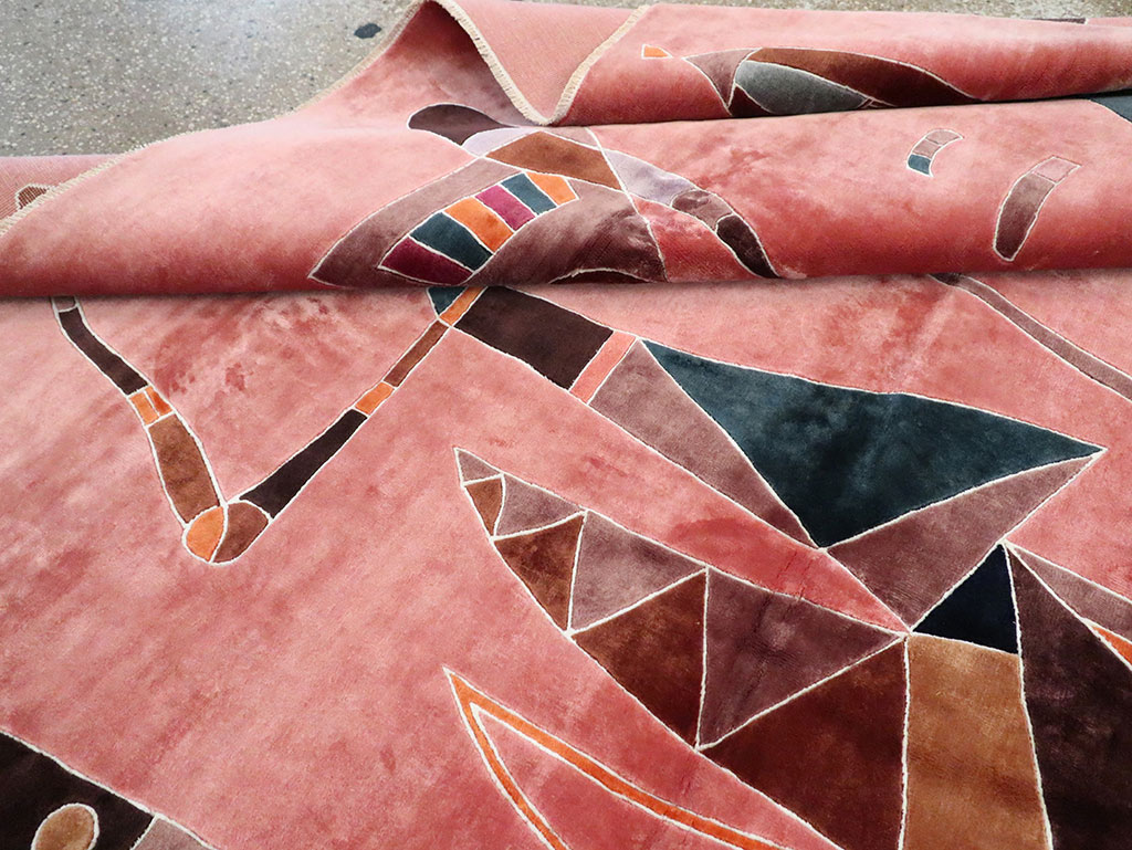 Late 20th Century Handmade Turkish Art Deco Carpet, No.30067 - Galerie Shabab