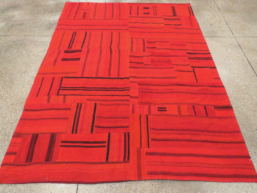 21st Century Red Patchwork Style Turkish Flatweave Kilim, No.30083 - Galerie Shabab