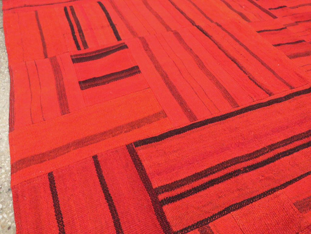 21st Century Red Patchwork Style Turkish Flatweave Kilim, No.30083 - Galerie Shabab