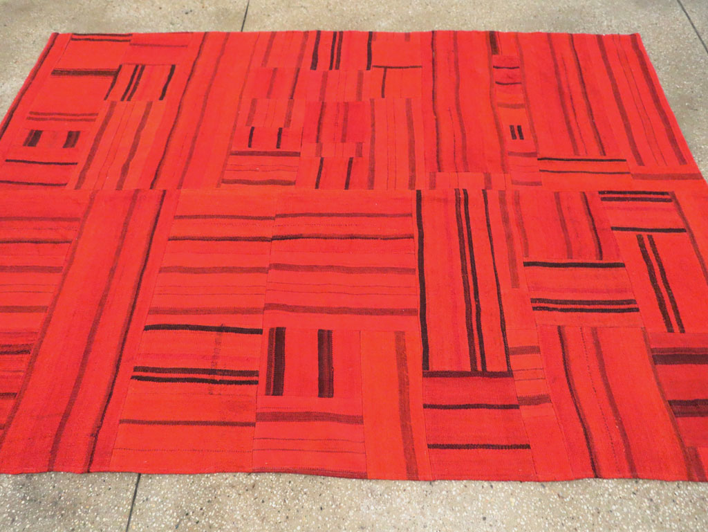 21st Century Red Patchwork Style Turkish Flatweave Kilim, No.30083 - Galerie Shabab