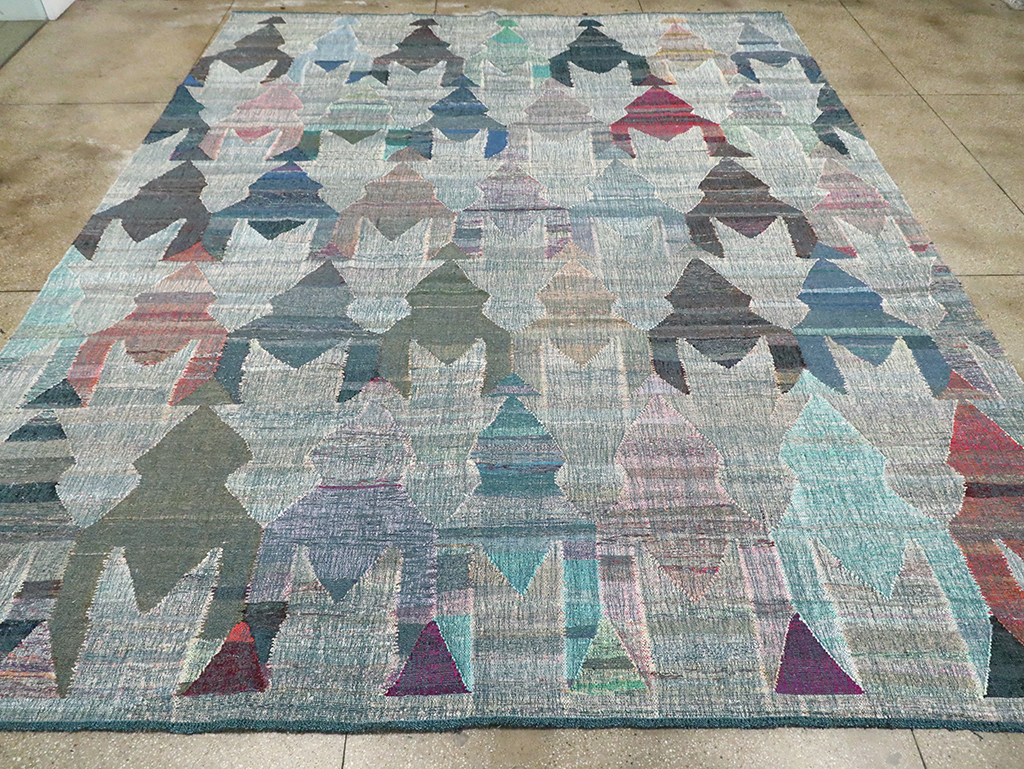 Large Contemporary Geometric Turkish Flatweave, No.30099 - Galerie Shabab