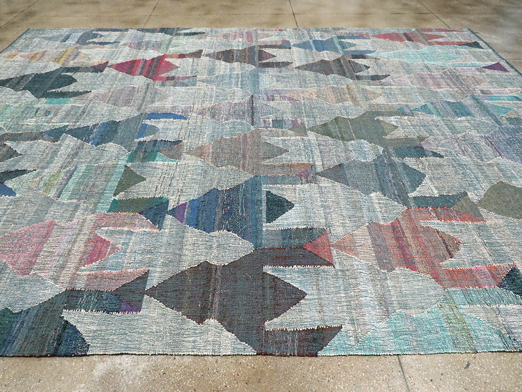Large Contemporary Geometric Turkish Flatweave, No.30099 - Galerie Shabab