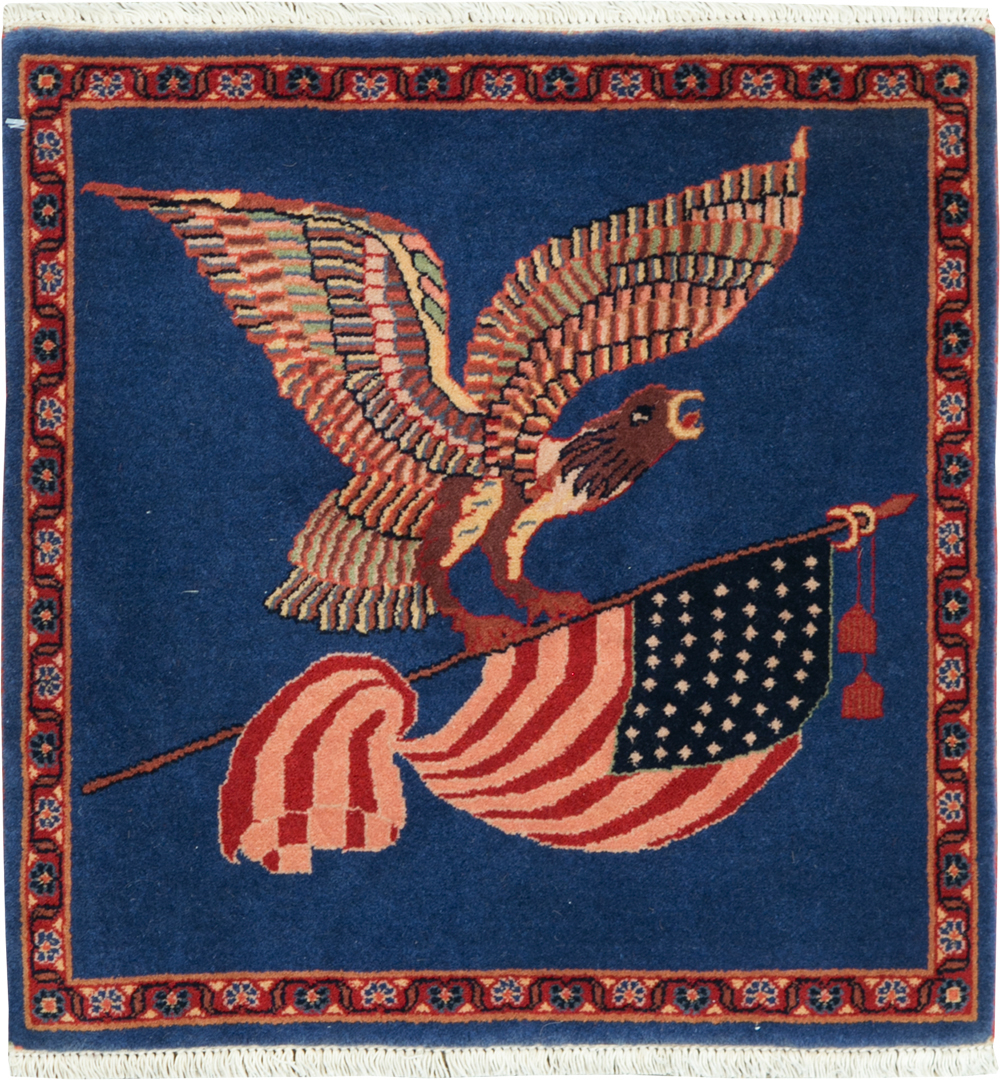 Modern Persian Kashan Flag Pictorial Rug (Pair: 2 of 2), No.30103 - Galerie Shabab