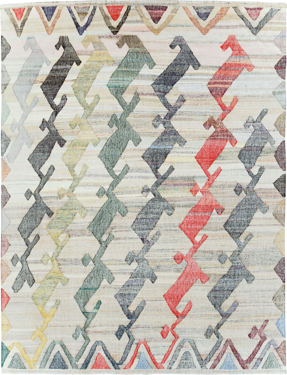 Contemporary Geometric Turkish Flatweave, No.30112 - Galerie Shabab