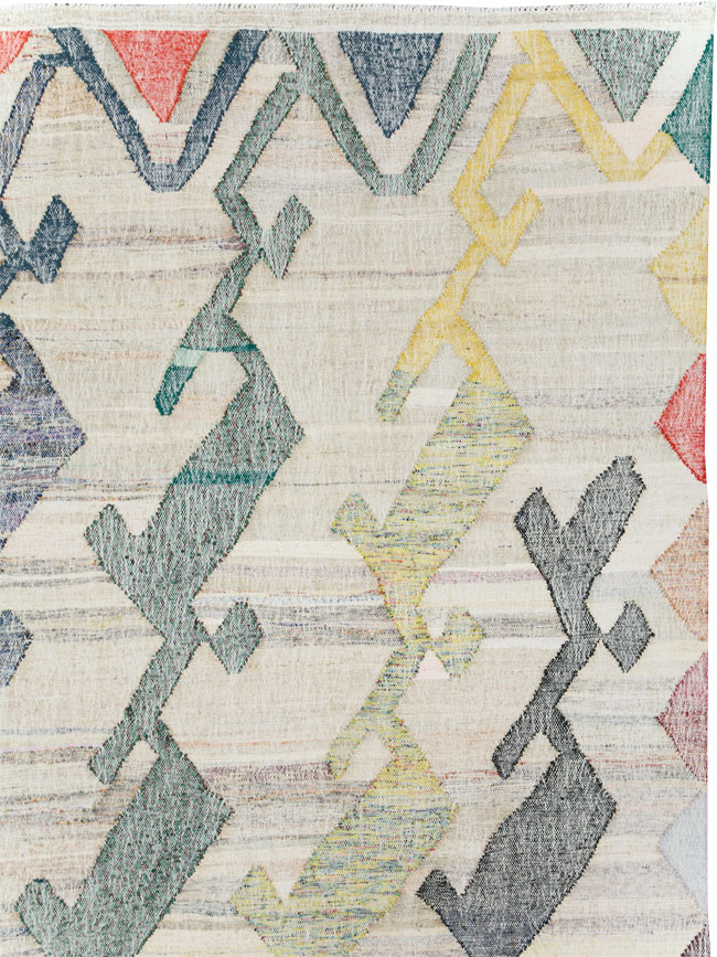 Contemporary Geometric Turkish Flatweave, No.30112 - Galerie Shabab