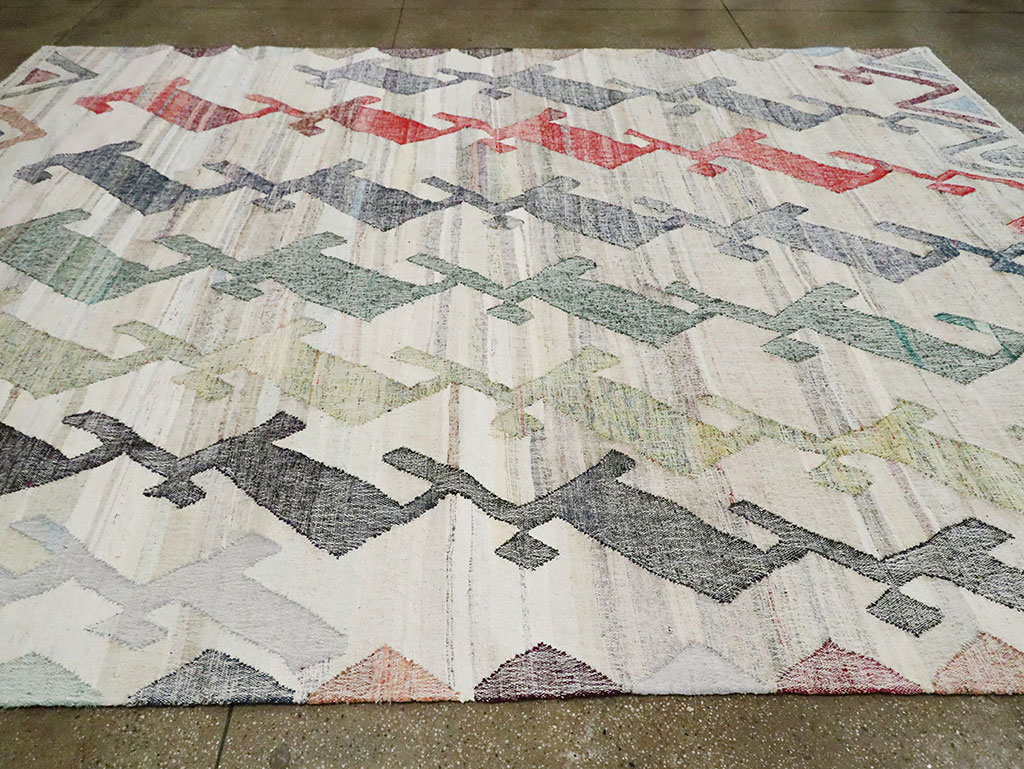 Contemporary Geometric Turkish Flatweave, No.30112 - Galerie Shabab