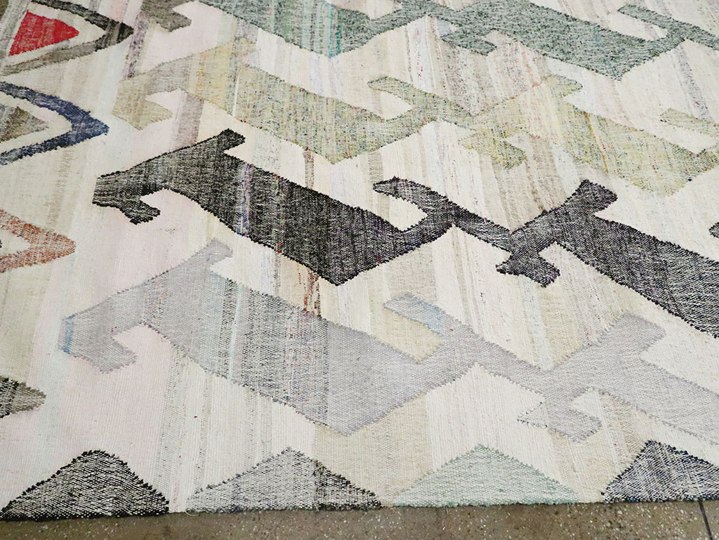 Contemporary Geometric Turkish Flatweave, No.30112 - Galerie Shabab