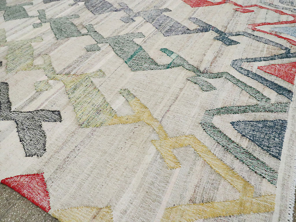 Contemporary Geometric Turkish Flatweave, No.30112 - Galerie Shabab