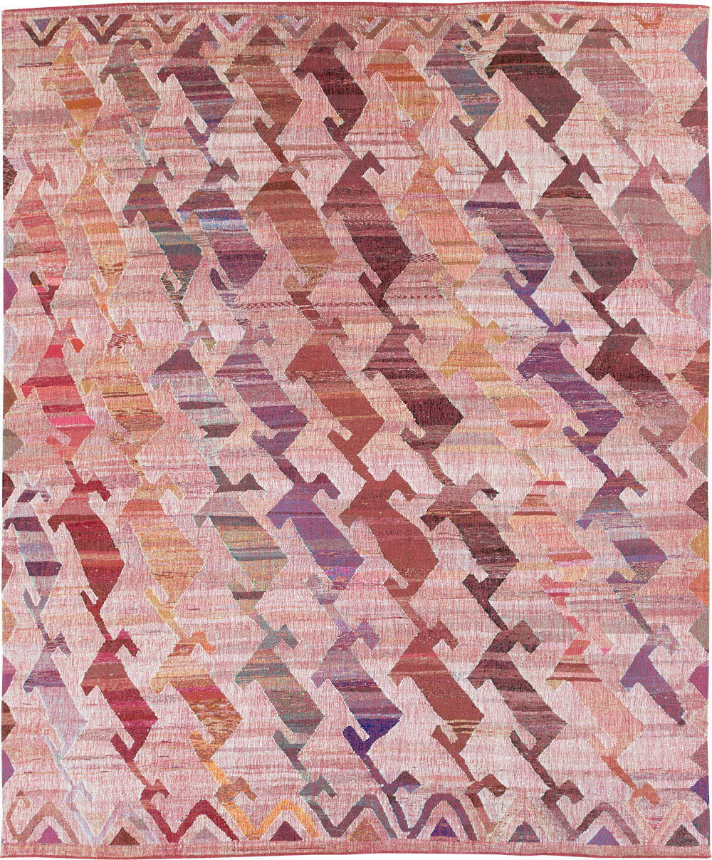 Large Contemporary Geometric Turkish Flatweave, No.30113 - Galerie Shabab