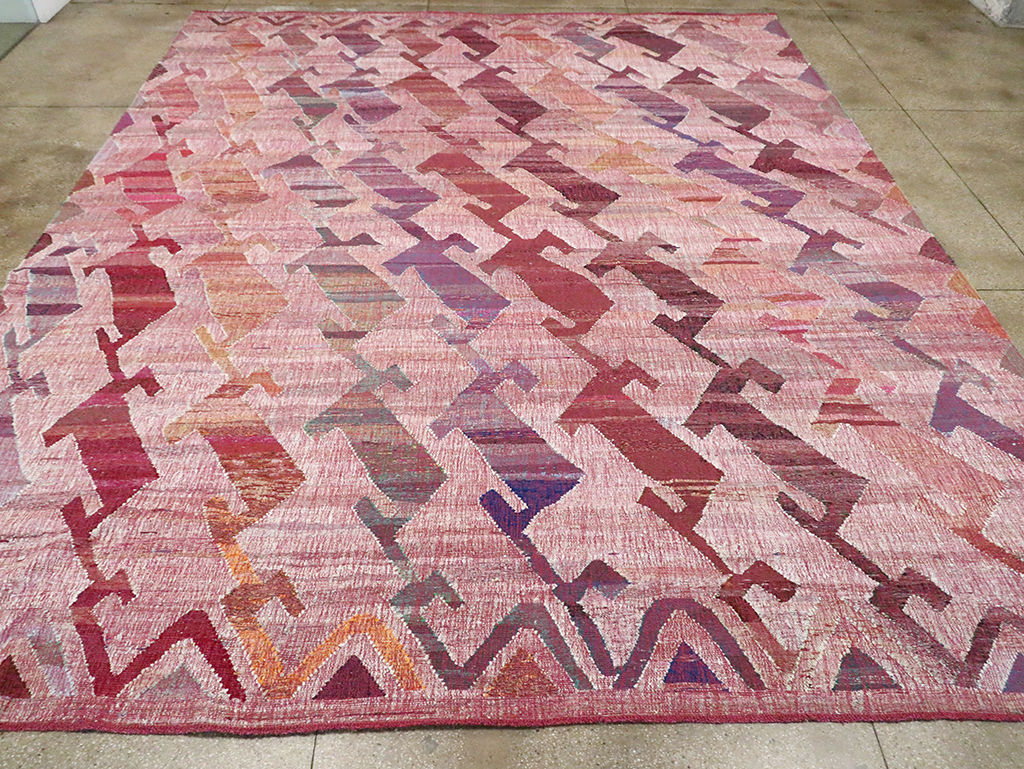 Large Contemporary Geometric Turkish Flatweave, No.30113 - Galerie Shabab