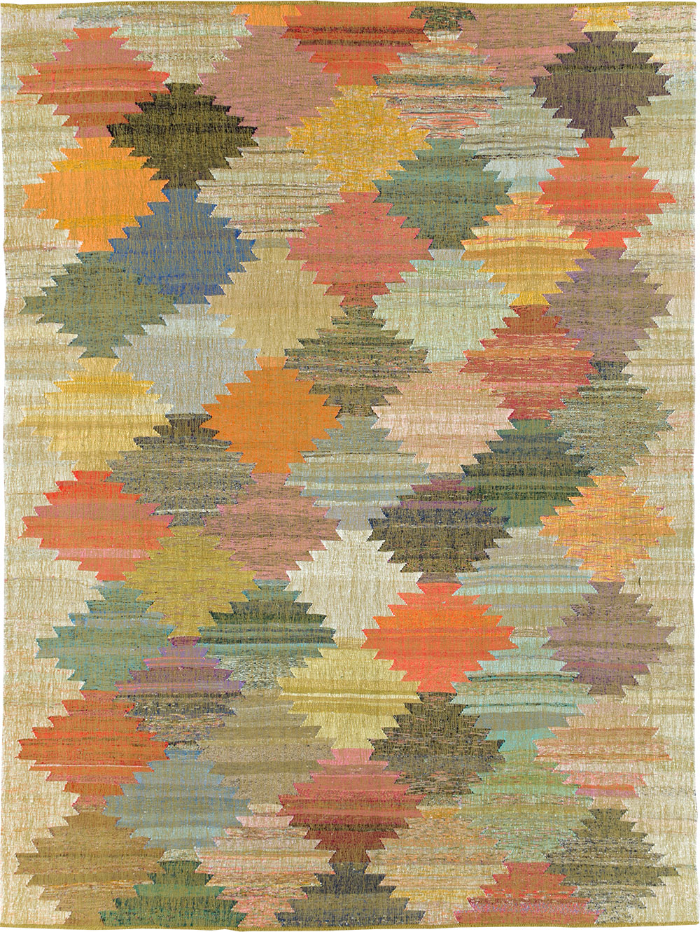 Contemporary Room Size Geometric Turkish Flatweave, No.30117 - Galerie Shabab