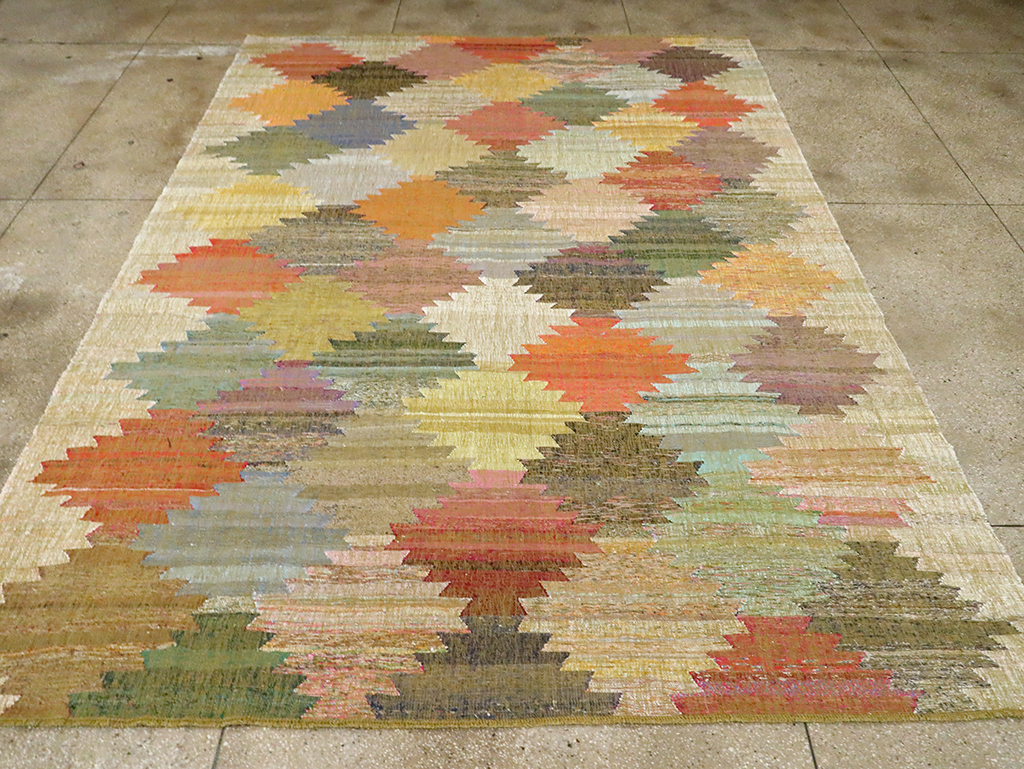 Contemporary Room Size Geometric Turkish Flatweave, No.30117 - Galerie Shabab