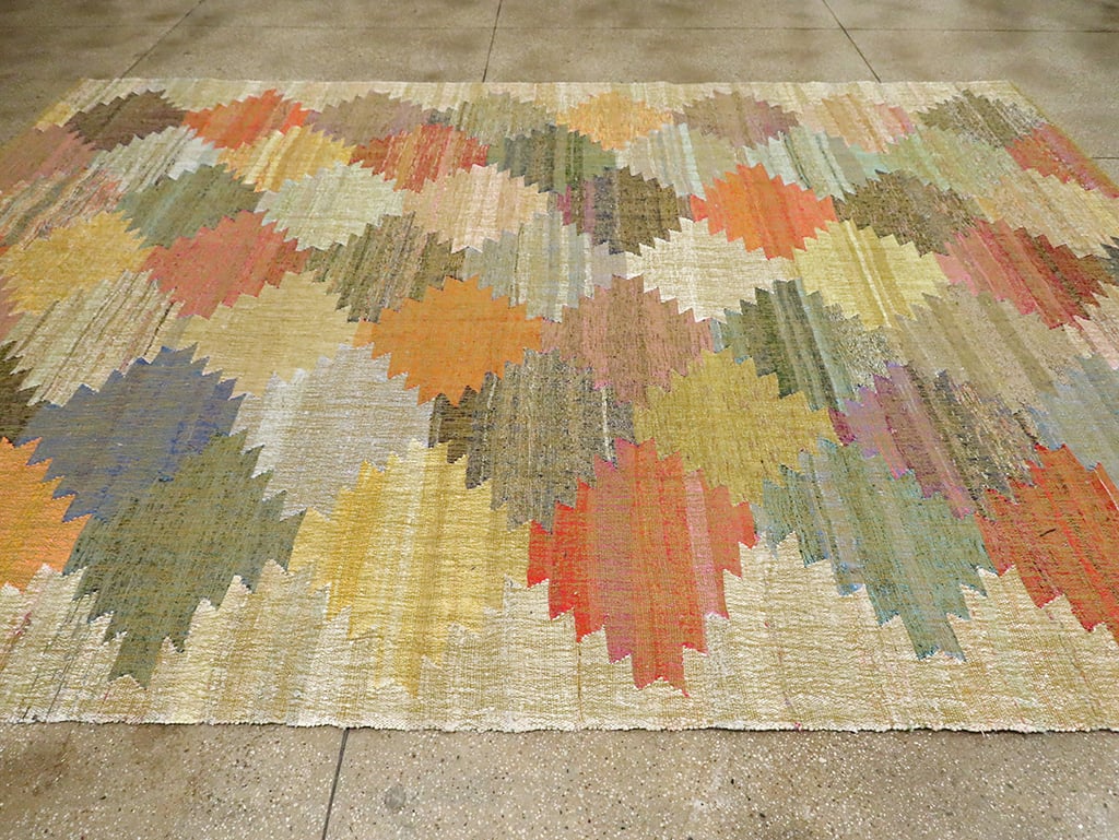 Contemporary Room Size Geometric Turkish Flatweave, No.30117 - Galerie Shabab