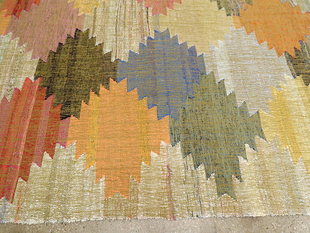 Contemporary Room Size Geometric Turkish Flatweave, No.30117 - Galerie Shabab