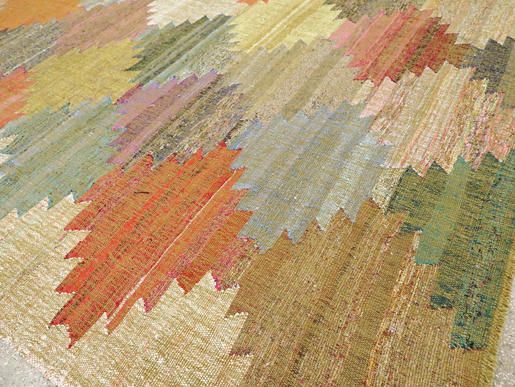 Contemporary Room Size Geometric Turkish Flatweave, No.30117 - Galerie Shabab