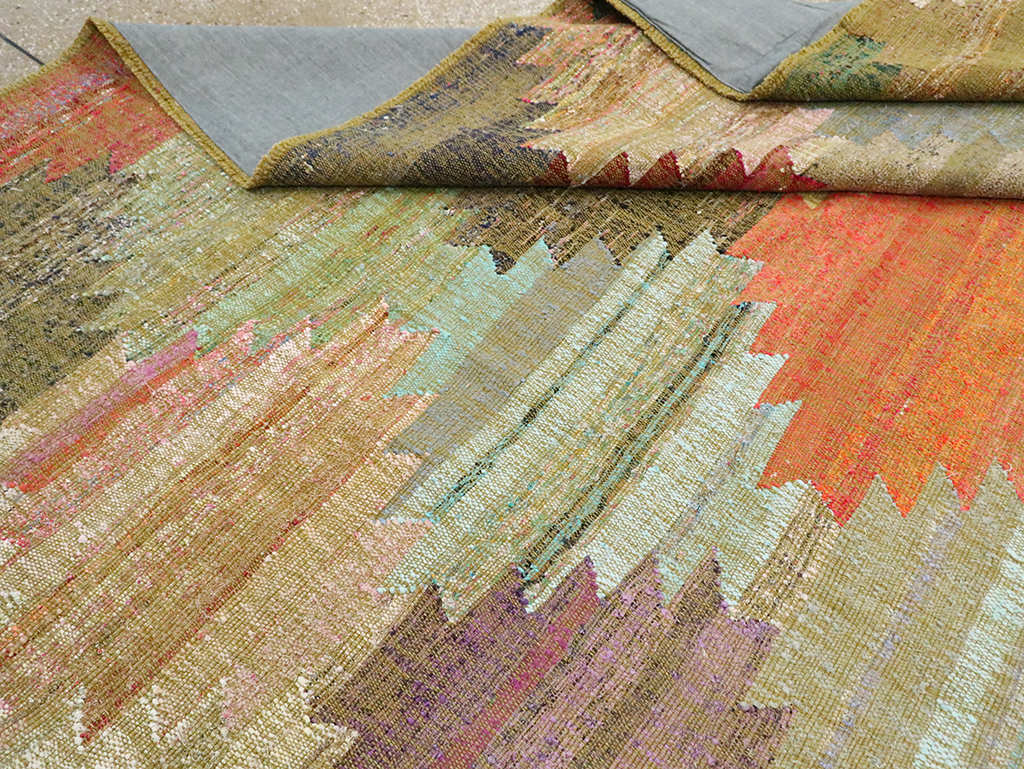 Contemporary Room Size Geometric Turkish Flatweave, No.30117 - Galerie Shabab