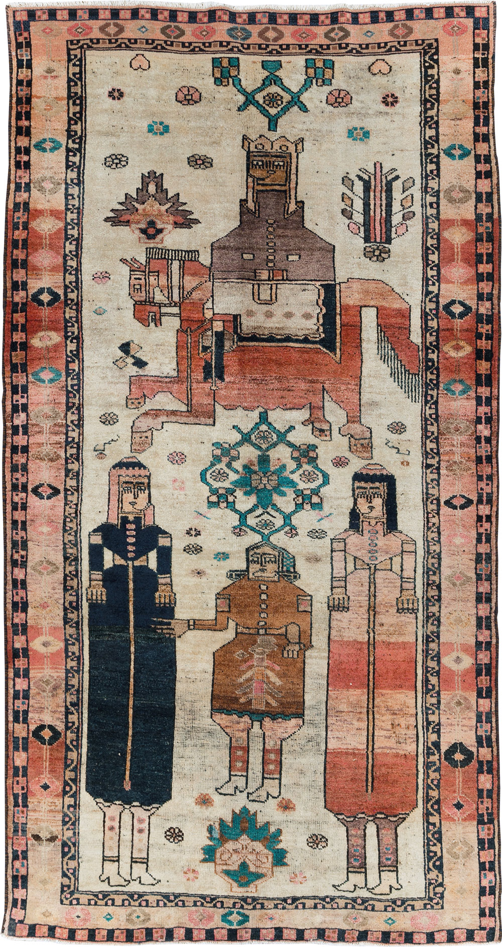 Vintage Persian Bakhtiari Pictorial Rug, No.30143 - Galerie Shabab