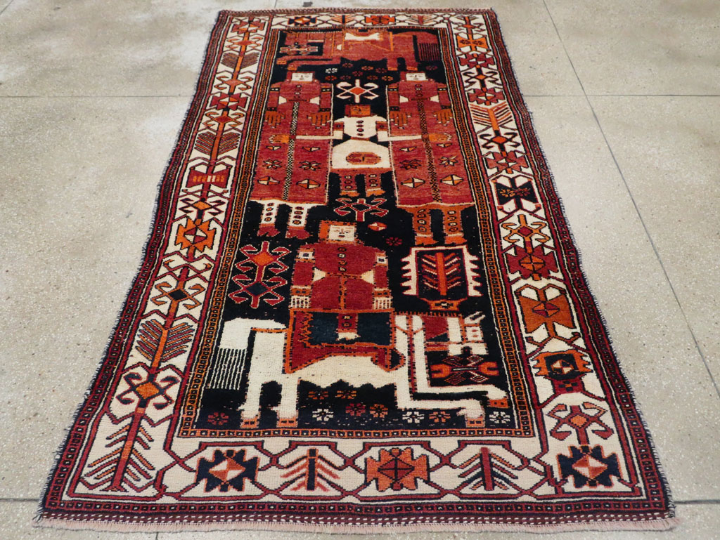 Vintage Persian Pictorial Bakhtiari Rug, No.30145 - Galerie Shabab