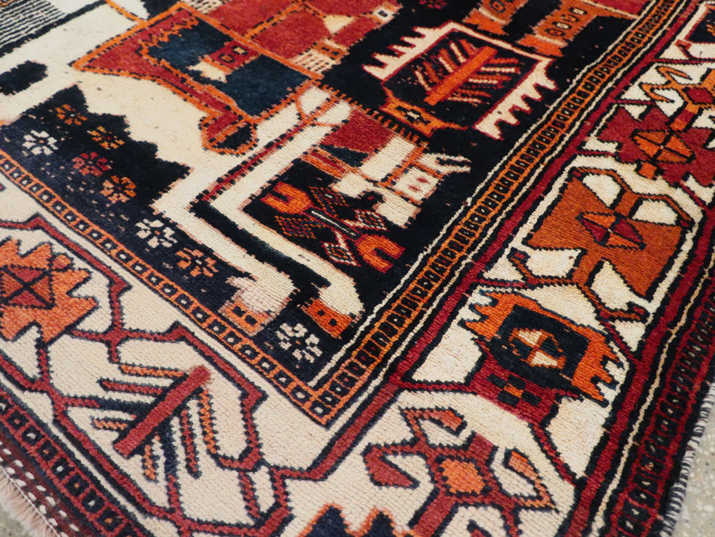 Vintage Persian Pictorial Bakhtiari Rug, No.30145 - Galerie Shabab