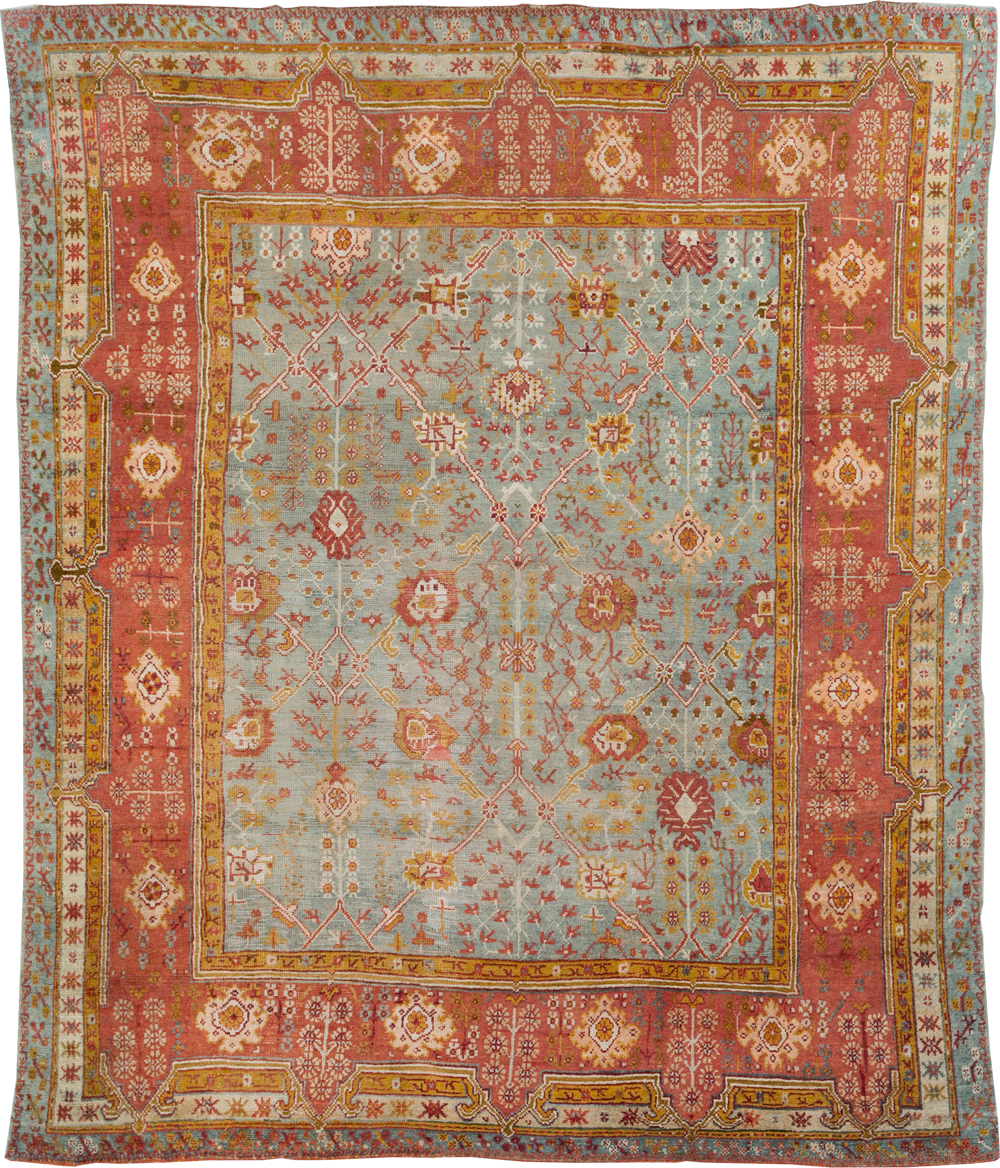 Antique Turkish Oushak Room Size Carpet, No.30183 - Galerie Shabab
